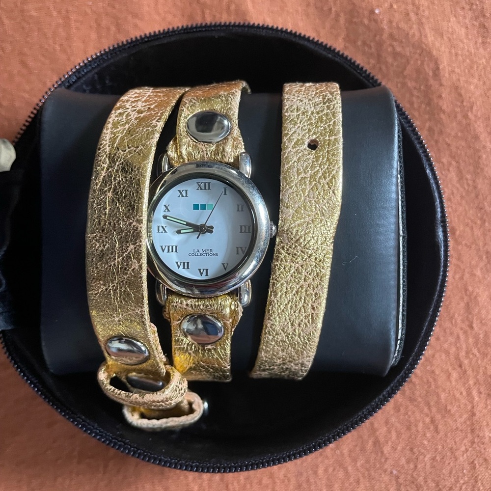 La Mer Gold Leather Watch